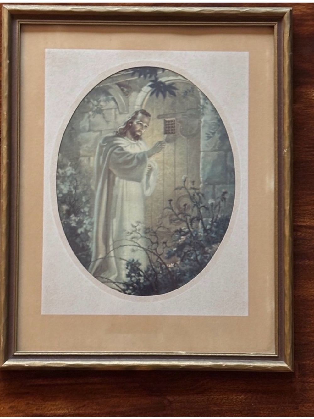 Vintage Framed Art Print “Christ at Hearts Door” 1942 Jesus Warner Sallman